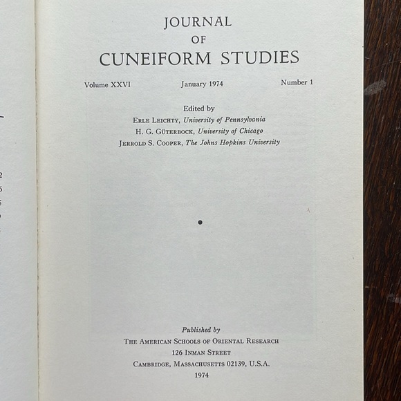 Journal of Cuneiform Studies, Volume XXVI, January 1974, Number 1 - Picture 2 of 9